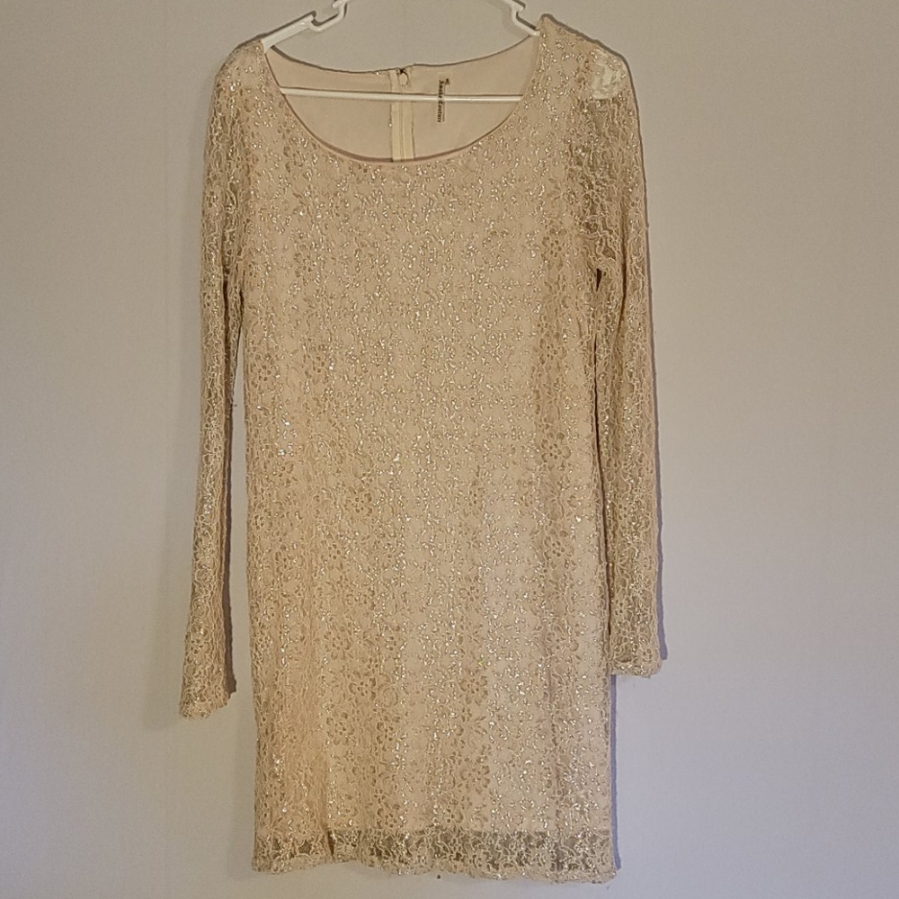 Cream & Silver Body Con Dress